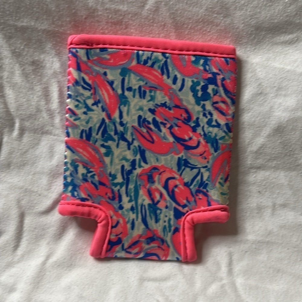 Lilly Pulitzer Pink and Blue crawfish Drink Holder Koozie neoprene - Picture 2 of 8